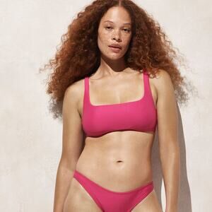 J.Crew Full Coverage Bikini Bottom & Squareneck Bikini Top Radiant Fuchsia XS